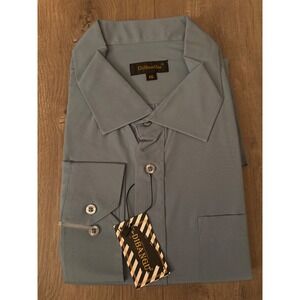 DiBanGu Mens Dress Shirt XXL Slate Blue Long Sleeve Button Down Formal Work Top